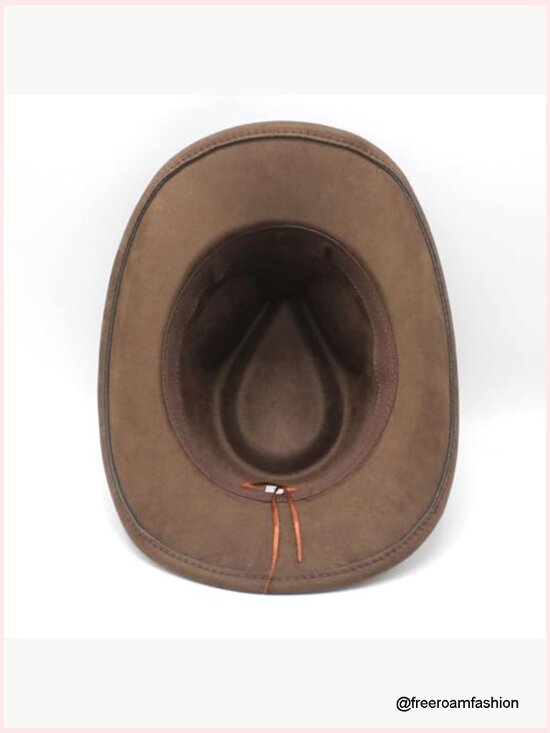 Vintage Wide Brim Western Cowgirl Hat with Belt for Party